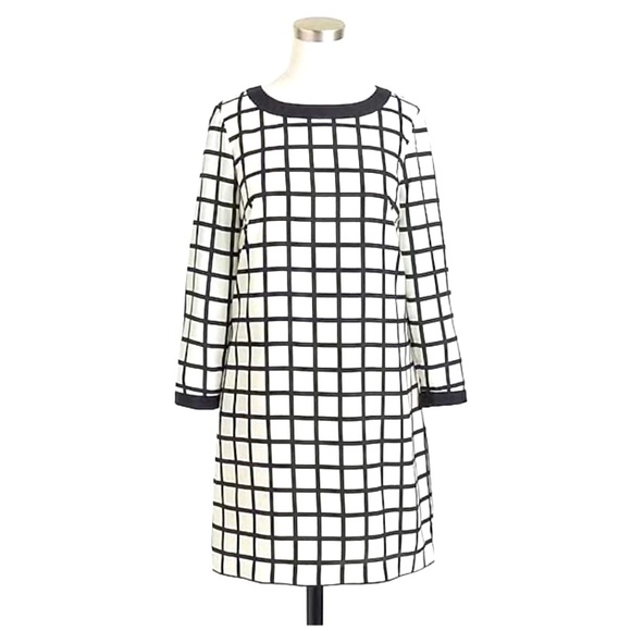 J.Crew Factory Black White Windowpane Shift Dress Size 8 NWT - Picture 1 of 9